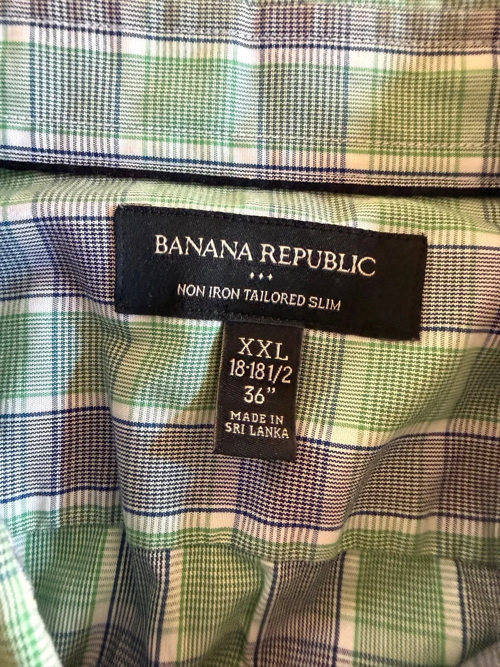 Banana Republic Men’s Non-Iron Tailored Slim Plaid Shirt – XXL 18–18½
